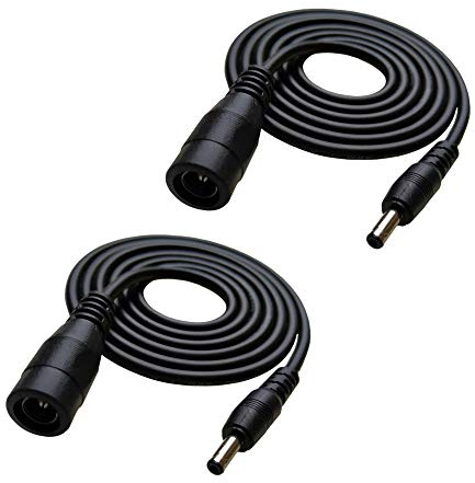 DZYDZR 2pcs 1 Meter 2.1mm x 5.5mm Female to 1.35mm x 3.5mm Male DC Extension Cable Converter Black 22 AWG Copper Wire Plug Max 24V 3A (3.3ft)
