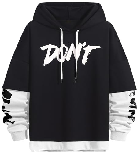 KENAIJING Felpa da Uomo con Cappuccio Stampa Patchwork Sweatshirt | Pullover Uomo Harajuku Stile di Strada Cotone Hoodie
