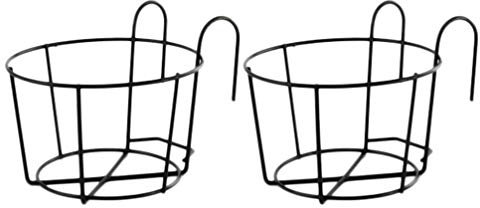 Cabilock 2pezzi Portavasi Ferro per Fioriere da Balcone di Portapiante Appendibili per Bonsai Supporto per Vasi da Giardino e Ufficio Nero Medio