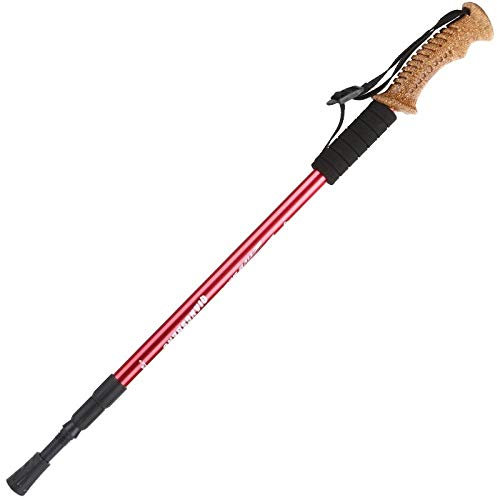 SlimpleStudio Wanderstock Outdoor Ultralight Aluminium Trekking Pole Dreischnitten Gerade Griff Teleskop Walking Stick-Silber Trekkingstöcke (Color : Red)