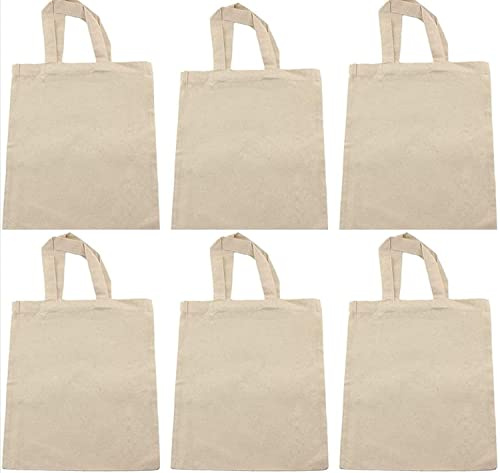 Lieb Baumwolltaschen - 6er Set - Stofftasche zum Bemalen ca. 28x32 cm, Kinder Stoffbeutel, Bauwollbeutel mit Henkel, Geschenktasche, Beutel, Kindertasche