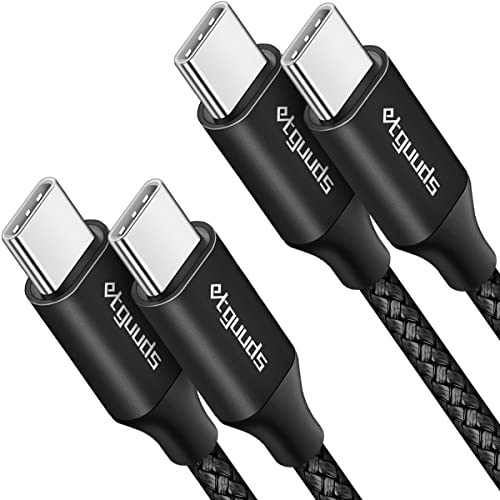 etguuds Câble USB C vers USB C [1M Lot de 2], Cable C vers C 60W Charge Rapide Cordon en Nylon Tressé Compatible avec iPhone 15 Galaxy S24 S23 S22 S21 MacBook Pro/iPad Air/Pixel 9 -Noir