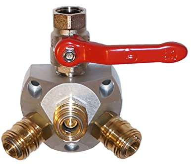 Druckluftverteiler Aluminium Luftverteilerdose 3 Kupplungen und Kugelhahn Alu