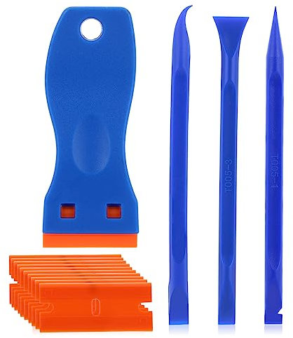 Multipurpose Plastic Scraper Non-Scratch Scraper Tool Kits Window Glass Paint Scraper Car Sticker Remover with 10 Plastic Razor Blade