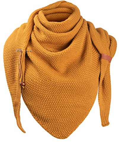 Xnova Dreiecksschal Damen Strickschal Wärmende, Dreieckstuch Schal Musselin mit Stift, Soft Knitwear Schal Halstuch Herbst Winter Trachtenmode Geschenk für Frauen 190 * 85 cm (Gelb)