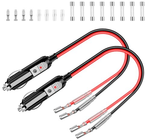 Range Tour Replacement Cigarette Lighter 2 Pack, Plug Adapter 12V-24V 15A Fuse Extension Cable Heavy Duty Battery Charger Kit Auto Cable Power Supply Accessories