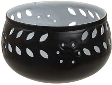 RiloStore 2 Stk Schwimmteelicht schwarz weiss Metall 9x6cm Deko Wasserteelichthalter Kerzenhalter schwimmend Teich-Teelichthalter Metallblüte Deko Teich See Gartenteich Teichdeko