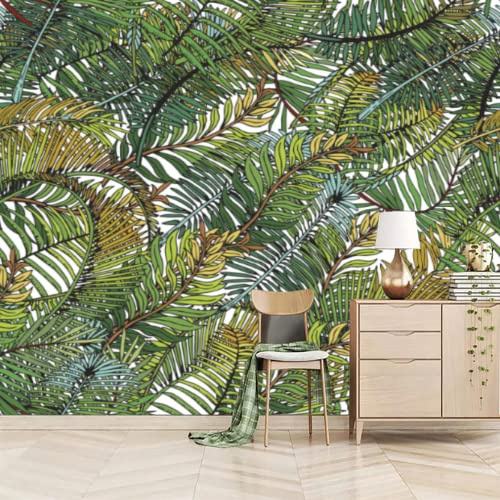 GIVLWF Papier Peint 3D Fleurs De Feuille De Bananier Tropicales Botaniques, Perroquets Exotiques Déco de La Maison - Pour Salon Chambre D'enfant Décoration Murale 430 x 300 cm