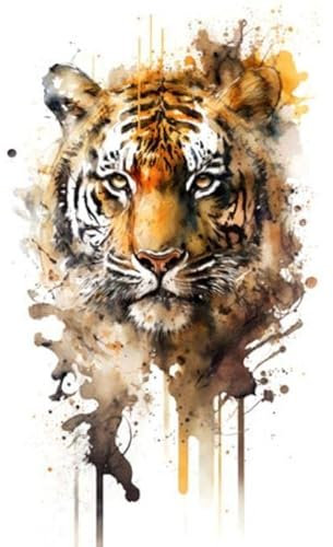 adrium Acryl-Bild 30 x 50 cm: Illustrationstiger im Aquarell. Tier auf weißem Hintergrund. Generative KI (199820121)