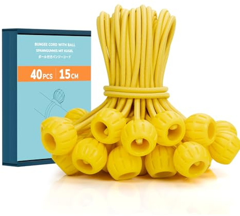 Abma Cord Spanngummis mit Kugel 40 Stück 15cm Gummispanner mit Kugel | UV Beständig, Kugel, Plane, Zelt, Pavillons, Banner, Anhängerplane