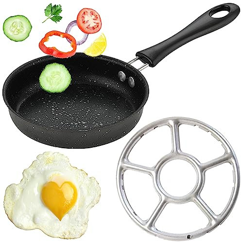 Sasibiyb Mini Frying Pan, 14 cm, Non-Stick, Cast Iron, Black, Gas Stove Compatible, Oven Safe