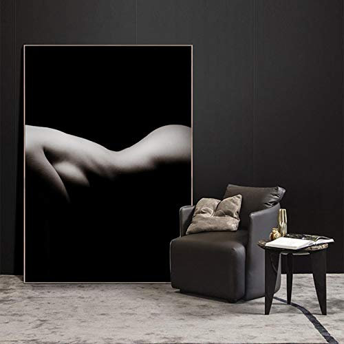HOLEILUCK Schwarz-weiße Frauenkörper-Wandkunst, Leinwanddrucke, Pop-Art, Leinwandgemälde, Körperkunst, Wandbilder für Heimdekoration, 50 x 70 cm, mit Rahmen