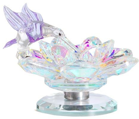 Ornalrist Crystal Flower with Purple Hummingbird Ornaments Gifts for Women