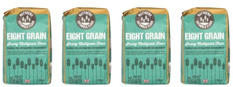 Matthews Flour Eight Grain Strong Multigrain 1.5Kg X 4 – Artisan Blend of Wheat, Rye, Oat Flakes, Malted Wheat, Maize, Linseed, Sunflower, and Millet Seeds for Baking Bread