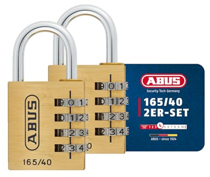 ABUS Zahlenschloss 165/40, Gold/Silber - Vorhängeschloss aus Messing - mit Individuell Einstellbarem Zahlencode - Kofferschloss/Spindschloss - Sicherheitslevel 4-2er Set