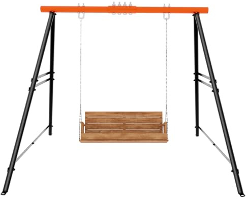 Columpio Jardin Exterior Niños, Columpios Infantils Exterior Metálico, Columpio Niños para Columpios, Columpio Jardin Niños de Bastidor en A para Cargas Pesadas, Asiento no Incluido (Naranja)