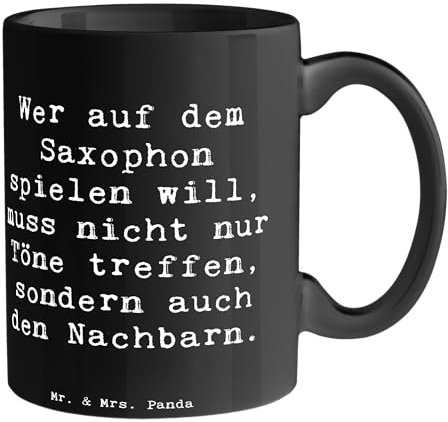 Mr. & Mrs. Panda Tasse Spruch Saxophon Spieler - Geschenk, Saxophonlautstärke, Kaffeetassen, Tasse bedrucken, Blues, musikalische Herausforderungen,