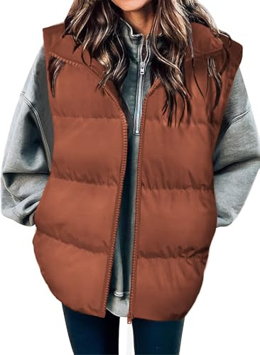 Zeagoo Women Puffer Vest Sleeveless Quilted Zip Up Coat Packable Jackets