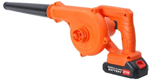 Makamsui Leaf Blower Cordless with Battery and Charger, Handheld Electric Leaf Blower for Lawn Care, Battery Powered Leaf Blower for Snow Blowing Clearing Patio Driveway Orange