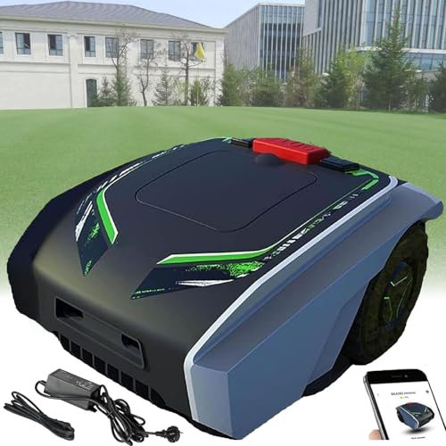 DPQYJPP Cortacésped Robótico Inalámbrico, Cortacésped Totalmente Automático, Control Aplicación Límites Virtuales, Planificación Caminos + Sistem Antirrobo, Céspedes/Jardines 1500㎡