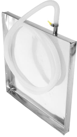 ANDRESLAD Bac de Récupération pour Climatiseur Extérieur en Acier Inoxydable Carré avec Tuyau de Vidange, Facile à Installer et Compatible avec Plusieurs Modèles