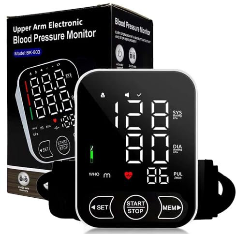 Tensiomètre avec 2 x 120 enregistrements de mémoire, diffusion vocale, pression artérielle pour usage domestique, brassard 22-32 cm