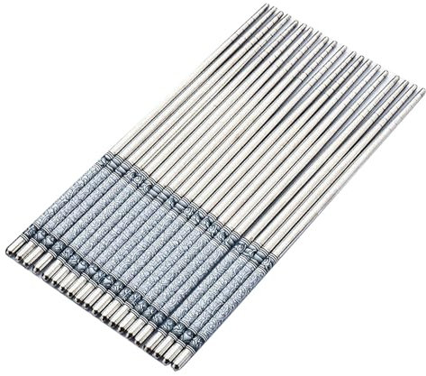 2 Paia Bacchette in Metallo, Set di Bacchette in Acciaio Inossidabile, Simpatico Modello in Porcellana Bianca Blu Antiscivolo Bacchette Cinesi in Metallo Leggero Riutilizzabili