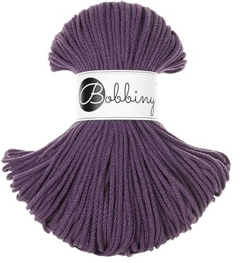 Bobbiny Junior Baumwoll-Flechtschnur - 3mm x 100m - Vielseitige Makramee-Kordel für Stricken, Weben, DIY-Basteln und Heimdekoration - Hochwertige Bunte Bastelschnur - Violet