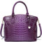 NICOLE & DORIS Sac à Main Femme Crocodile Sac Bandoulière Cuir Verni Sac Fourre Tout Mode Sac D'épaule Elégante Sac Rétro pour Le Travail Shopping Voyage Violet Foncé
