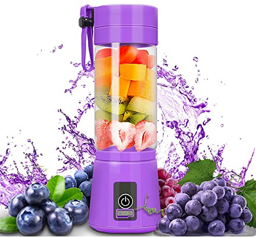 Portable Blender, Smoothie Blender, Blender for Shakes and Smoothies,Upgrade The 6-Blades Mini Blender with USB Interface, Purple Portable Blender for Household