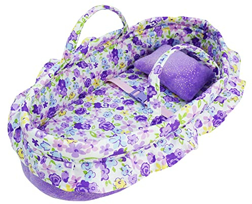 Lullaberry Cozy Dream Doll Vagga – Babydocka bärväska, lämplig för American Girl dockor upp till 36 cm, mjuk kudde och säkerhetsspänne ingår, lila