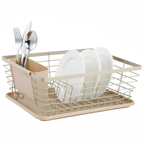 KING HOFF Geschirrtrockner Abtropfgestell Abtropfkorb Geschirrabtropfer Abtropfständer (Beige)