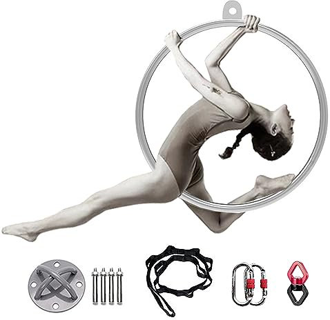 Single Point Aerial Hoop Set für Erwachsene, Home Gym Yoga Ring Hoop, Akrobatischer Tanz Fitness Gewichtsverlust Kunst Metallreifen, Gymnastiktraining (Größe: Durchmesser 100 cm (39 3/8 Zoll)) (