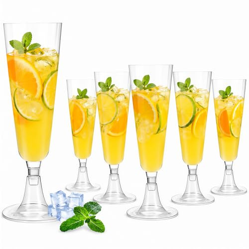 Kozdtiz Sektgläser Plastik, 20 Stück Sektgläser Kunststoff, 150ml Mehrweg Plastik Champagnergläse für Garten Hochzeitstag Duschen Partys Transparent