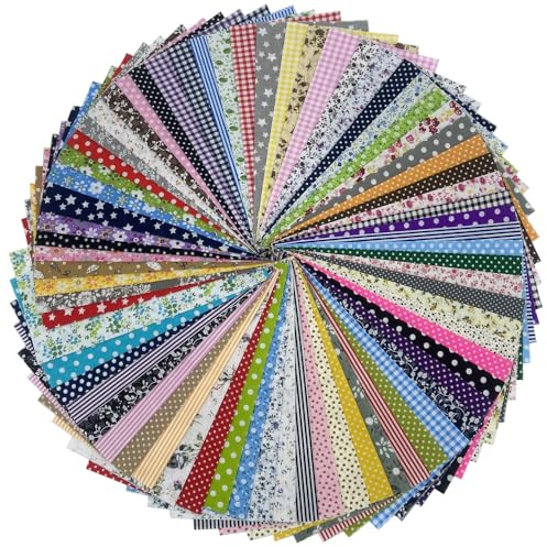 Jukway 70 paquetes de tela de algodón, cuadrados de tela de algodón, patchwork, 25 x 25 cm, con motivos florales impresos para artes y manualidades, tejidos para costura, acolchados, decoración