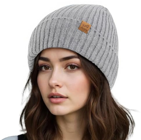 ACUSHLA Windproof Waterproof Cuffed Beanie, Thermal Fleece Lined Winter Hat