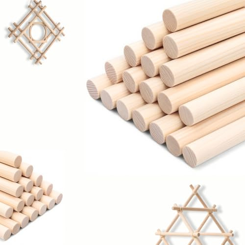 100 pièces 6mm x 30cm Baguette Bois: Baton en Bois Rond Naturel pour batonnets diffuseur parfum, baton barbe a papa, Bricolage, artisanat, décoration, modélisme
