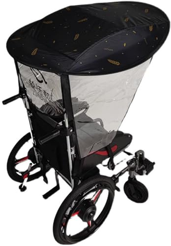JuanNest Elektrische Rollstuhl-Regenschirm-Markise, Regenschirm Für Rollator, Sonnenschutz-Regenschutz,UV-Beständiger Schutz,Rollstuhl-Faltdach-Schirmständer Für Die Meisten Rollstühle Vertical Style