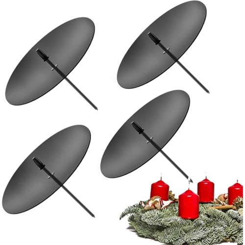 ZORVYN Set di 4 Portacandele Natale per Corona Avvento Nero Portacandele da Infilare per Candele Avvento Centrotavola Natalizio in Metallo Avvento