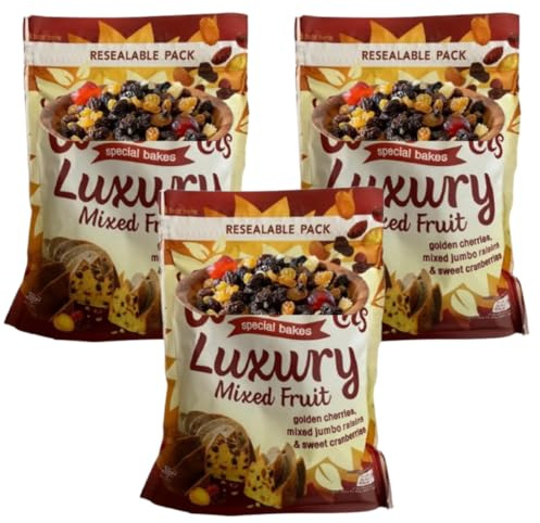 Mixed Dried Fruits 350g, Pack Of 3, Golden Cherreis, Mixed Jumbo Raisins, Sweet Carnberries, Perfect for Vegan Baking & Cooking
