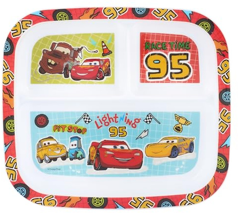 Disney Pixar Cars Kinderteller mit 3 Fächern, BPA-frei, langlebig und farbenfroh, perfekt für ausgewogene Mahlzeiten – ab 36 Monaten