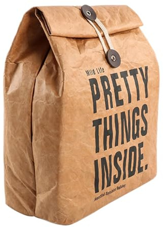 Borsa per il pranzo in carta isolata – Sacco retrò riutilizzabile, contenitore termico lavabile che preserva la freschezza dei pasti | materiale leggero e pieghevole che fornisce comodità quotidiana