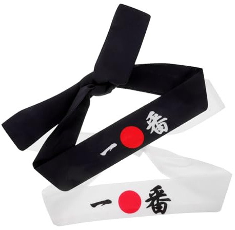SOIMISS Fascia Giapponese Samurai Per Chioma in Cotone 2 Pezzi, Banda Larga Da Chef Sushi e Karate, Fascia Sportiva Unisex Per Supporto e Costume Tradizionale