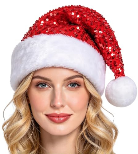 WFKKMEQ Gorros de Papá Noel, Sombrero de Santa, Hat de Navidad para Fiesta Navideña, Gorro Navideño para Niño Disfraz Clásico para Fiestas