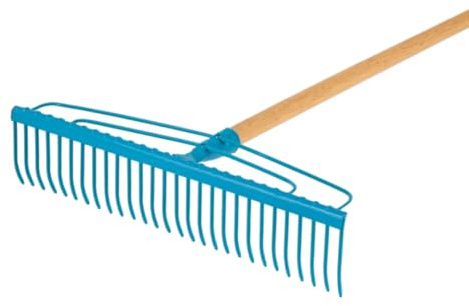 Rastrello per Fieno ed Erba con 20 Denti in Acciaio + Manico in Legno di Faggio 150 cm – Attrezzo da Giardinaggio per Prati e Tappeti Erbosi
