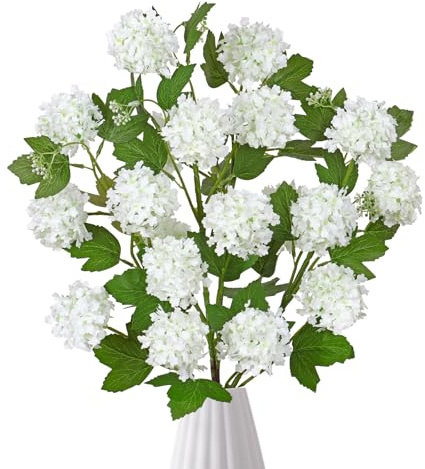 DEMIUKO 4 ortensie artificiali, rami alti, fiori primaverili finti in seta, foglie verdi, foglie, steli, piante per interni ed esterni, decorazione per vasi da pavimento, centrotavola per matrimoni (4