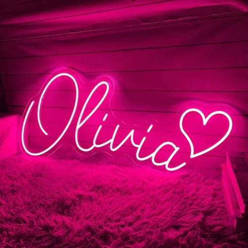 Individueller Name mit Herz LED Neon Schild, Personalisierbares Kinder Schlafzimmer, Babyzimmer, Mädchen Wohnzimmer Neonlicht Wanddekoration, Geburtstagsgeschenk für Kinder & Mitbewohner