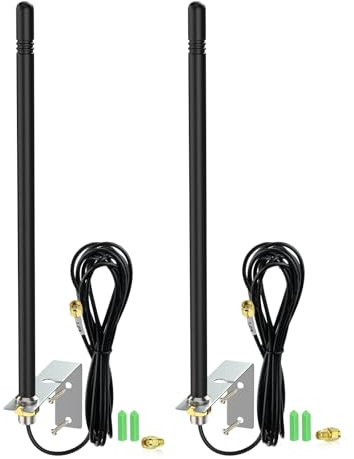 Eightwood WLAN-antenn med dubbla band 2,4 GHz 5,8 GHz WLAN-antenn utomhus med L-fäste väggmontering 6 dBi High Gain Rundni-riktad WiFi-antenn vattentät 3 m RG174 kabel RP-SMA kontakt för router