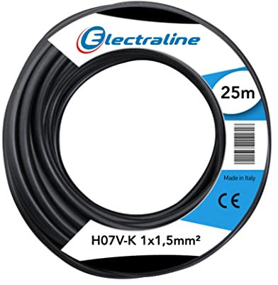 Electraline 15072 Cavo Unipolare N07V-K, Sezione 1x1.5 mm, 25 mt, Nero