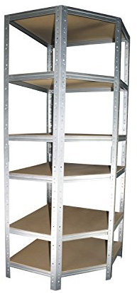 Eckregal Stecksystem 200 x 70 x 45 cm mit 6 Böden für Schwerlastregale mit 45 cm Tiefe: Ideale Ergänzung durch Ausnutzung der Ecken für Metallregal, Kellerregal, Lagerregal, Garagenregal